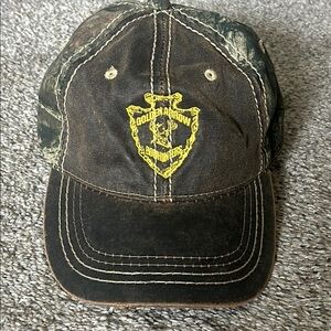 Golden Arrow Bowhunters, Brown Hat with Mossy Oak back and Velcro closure.